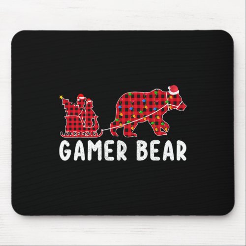 Gamer Bear Sleigh Christmas Family Matching Xmas P Mouse Pad
