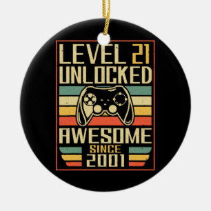 Gamer Birthday 21 Men Women Gaming Awesome Since Ceramic Ornament