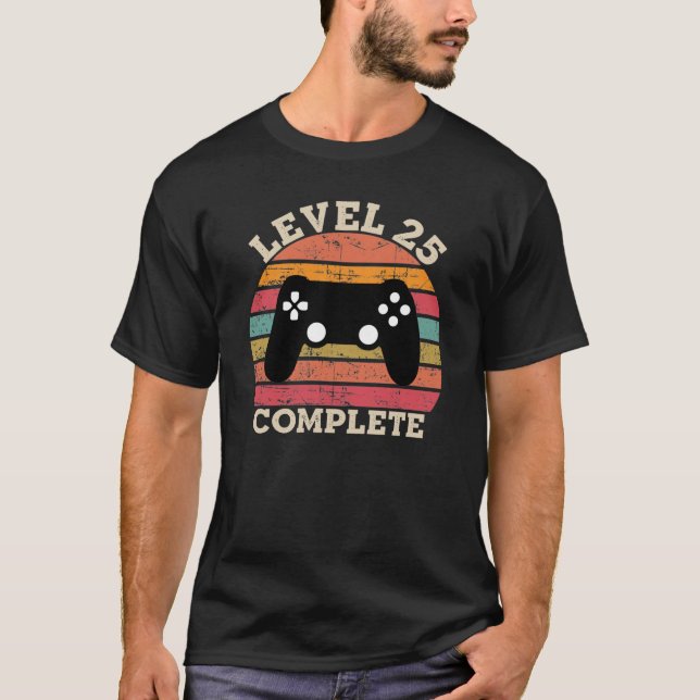 Gamer Birthday Anniversary – Level 25 Complete T-Shirt (Front)