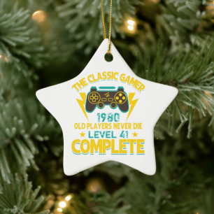 Gamer Birthday Gift Custom Year and Age Ceramic Ornament
