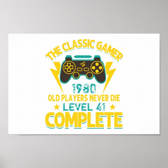 Gamer Birthday Gift Custom Year and Age Poster (Front)