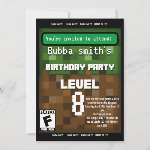 Gamer birthday invitations_customizable  invitatio invitation