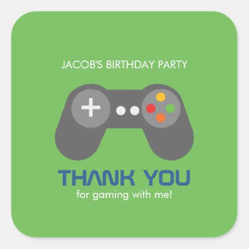 Gamer Birthday Party Square Sticker