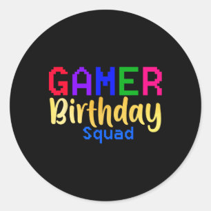 Gamer Birthday Squad Party Happy B-day Video Game Classic Round Sticker