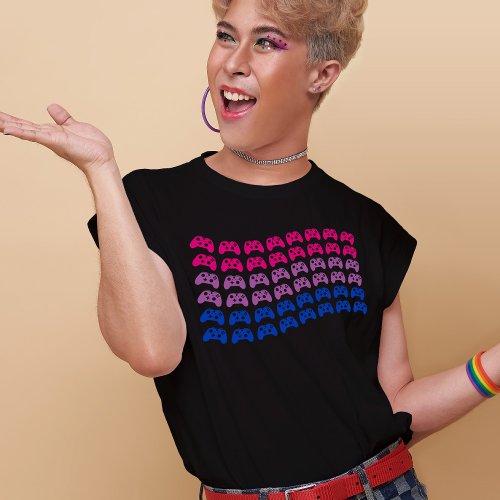 Gamer Bisexual Pride Flag Video Game Controllers T_Shirt