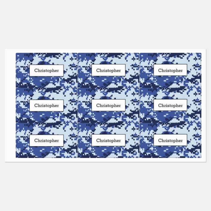 Gamer Blue Camouflage Kids Labels Zazzle Com