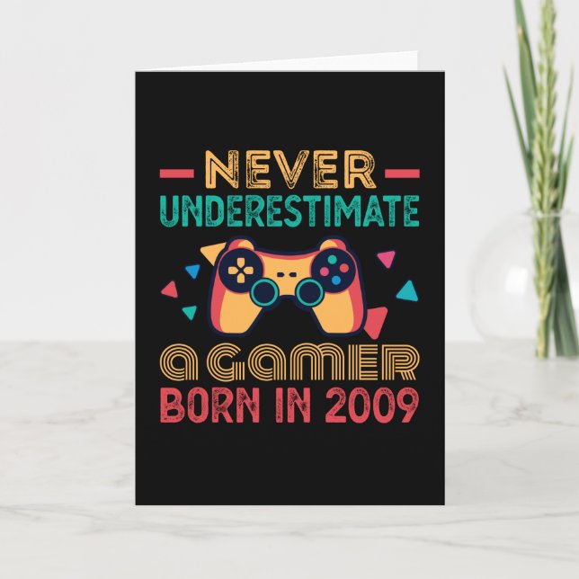 Gamer Born in 2009 Birthday Gaming Gift Retro Card (Front)
