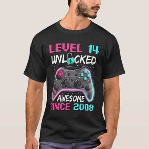 Gamer Boy Birthday  14 Years Old Awesome Since 200 T_Shirt