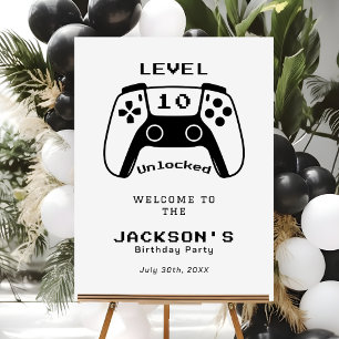 Gamer Boy Birthday Party Modern Welcome Sign