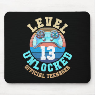 Gamer Boy Level 13 Unlocked Video Game 13th Birthd Mouse Pad