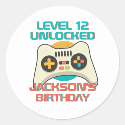 Gamer Boy Level Unlocked Video Games Boys Birthday Classic Round Sticker