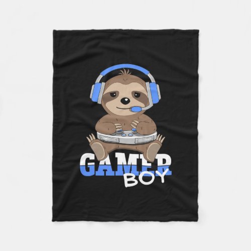 Gamer Boy Sloth Gaming Sloths Video Game Men Boys Fleece Blanket