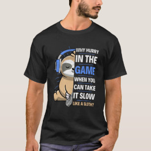Gamer Boy Sloth Sloth Gaming Pun Phrase Boys Men T-Shirt