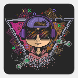 Gamer Boy Square Sticker