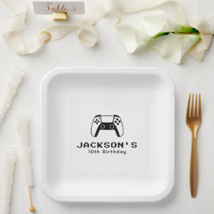 Gamer Boys Simple Modern Birthday Party Paper Plates