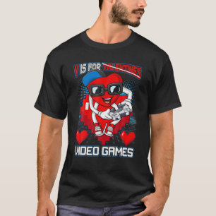 Gamer Boys Teen Valentines Day V Is For Video Game T-Shirt