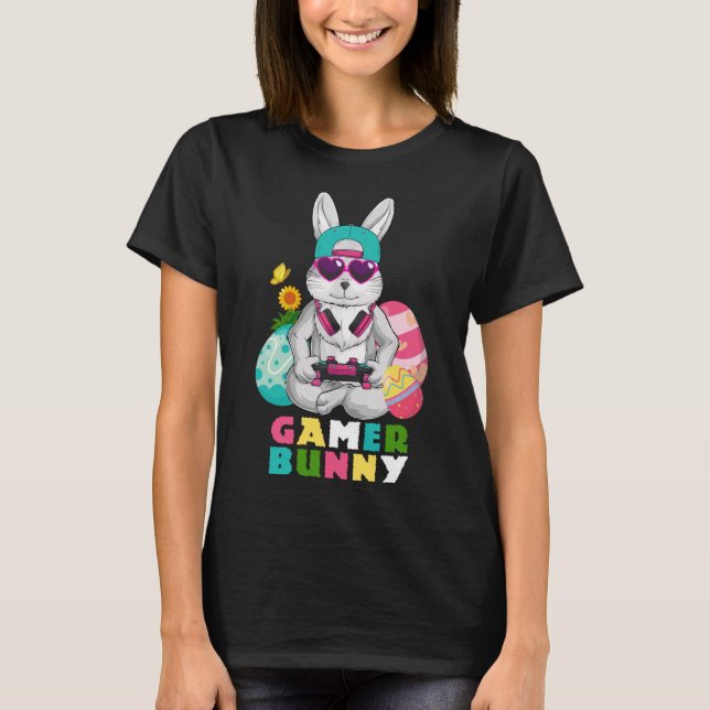 Gamer Bunny Cute Easter Video Game Gaming Boys Pul T-Shirt (Front)