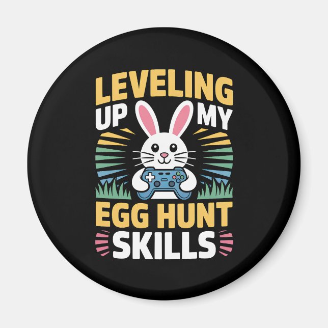 Gamer Bunny Easter Egg Hunt Level Up Magnet (Front)