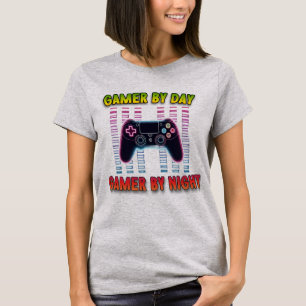 Gamer By Day - Gamer By Night Womens Casual Gaming T-Shirt