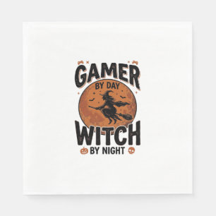 Gamer By Day Witch By Night Vintage Gaming Design_ Napkins