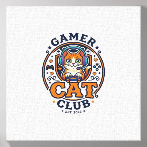 Gamer Cat Cat Mom Gift Idea - Gamer Cat Club_1 Canvas Photo Tile