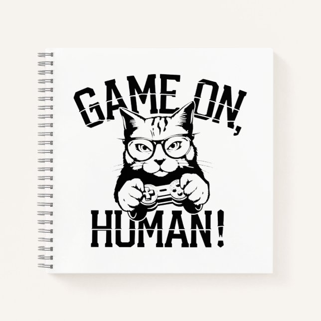 Gamer Cat Design Game On Human - Cute Funny Cat  Notebook (Front)