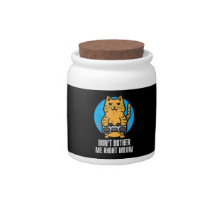 Gamer Cat Dont Bother Me Meow Funny Gaming Men Boy Candy Jar