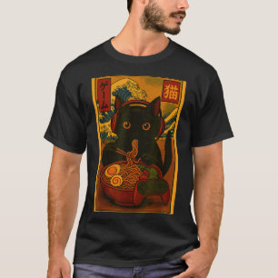 Gamer Cat Eating Ramen Japanese Style T-Shirt
