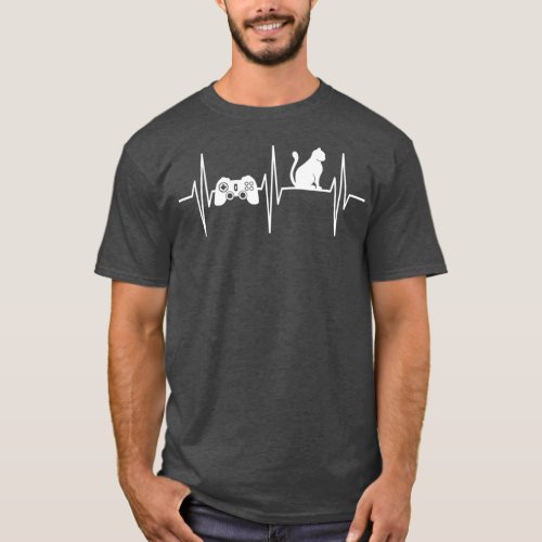 Gamer Cat  Gaming Cat Lover Heartbeat Video T_Shirt