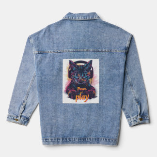 Gamer Cat Level Up Denim Jacket