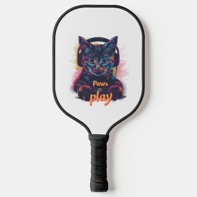 Gamer Cat Level Up Pickleball Paddle (Front)