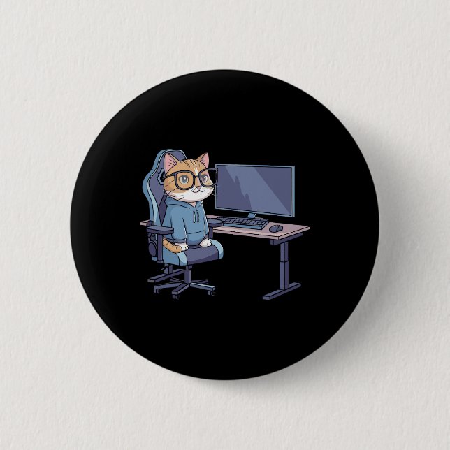 Gamer Cat Squad Funny Meme 1  Button (Front)