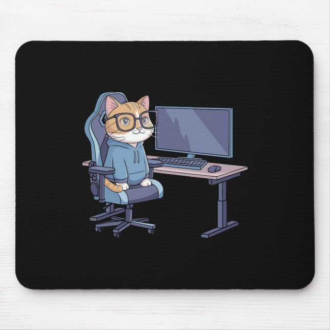 Gamer Cat Squad Funny Meme  Mouse Pad (Front)