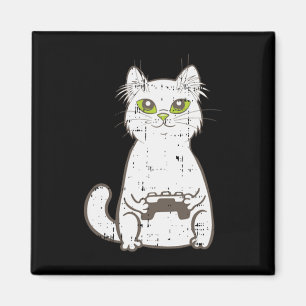 Gamer Cat Video Game Controller Cute Gaming Geek G Magnet