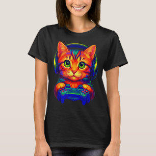 Gamer Cat Video Games Boys Teen Men Girls Funny Ca T-Shirt