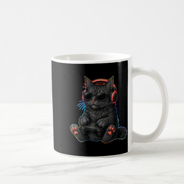 Gamer Cat Video Games Boys Teen Men Girls Funny Ga Coffee Mug (Right)