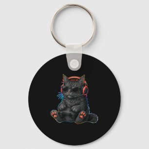 Gamer Cat Video Games Boys Teen Men Girls Funny Ga Keychain