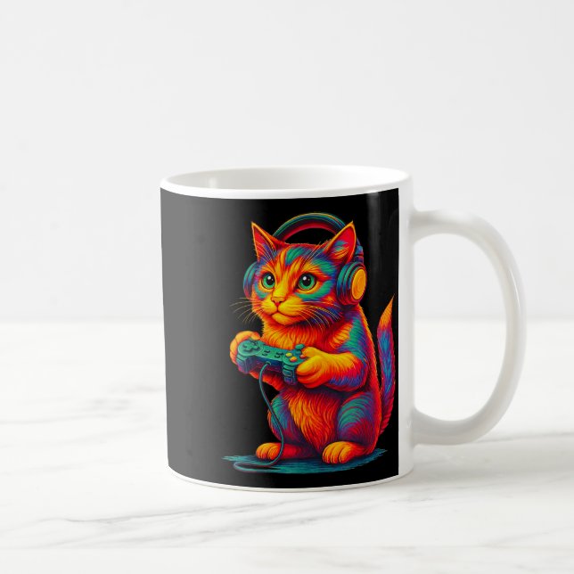 Gamer Cat Video Games Boys Teen Men Girls Funny Gi Coffee Mug (Right)
