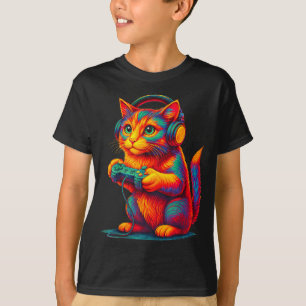 Gamer Cat Video Games Boys Teen Men Girls Funny Gi T-Shirt