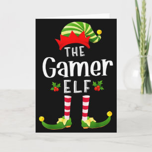 Gamer Christmas Elf Matching Pajama X-mas Party Card