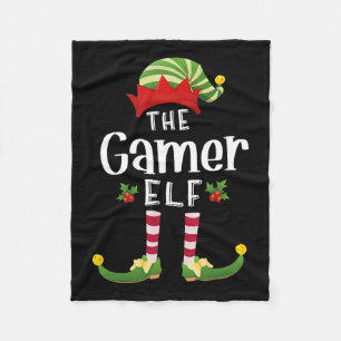 Gamer Christmas Elf Matching Pajama X-mas Party Fleece Blanket