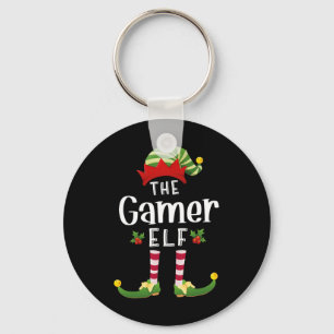 Gamer Christmas Elf Matching Pajama X-mas Party Keychain