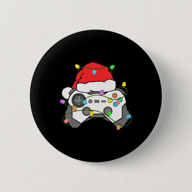 Gamer Christmas Gaming Santa Hat Video Game Contro Button (Front)