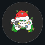 Gamer Christmas Gaming Santa Hat Video Game Contro Classic Round Sticker<br><div class="desc">Gamer Christmas Gaming Santa Hat Video Game Controller 1</div>