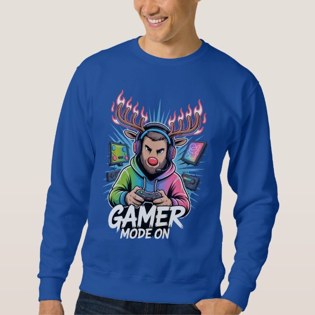 Gamer Christmas Gifts Gamer Mode On Holiday Gaming Sweatshirt (Front)