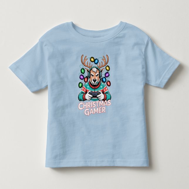 Gamer Christmas Gifts Reindeer Gaming Toddler T-shirt (Front)