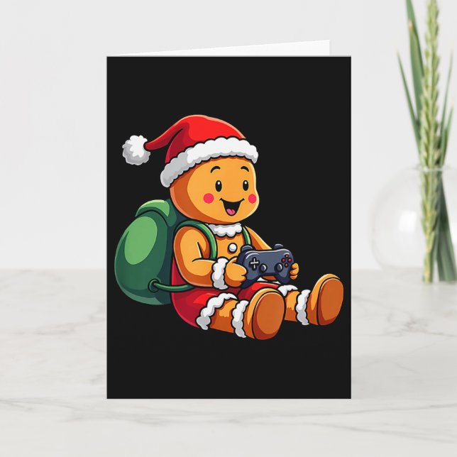 Gamer Christmas Pajamas Kids Boys Christmas Ginger Card (Front)