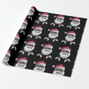 Gamer Christmas Santa Face Video Games Gaming Boys Wrapping Paper