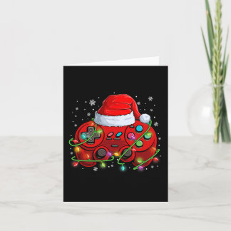 Gamer Christmas Video Game Santa Hat Lights Gaming Card