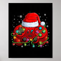 Gamer Christmas Video Game Santa Hat Lights Gaming